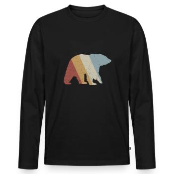 Bear Retro Style Vintage - Men's Premium Organic Long Sleeve Shirt - black - Front - Nico (187cm)