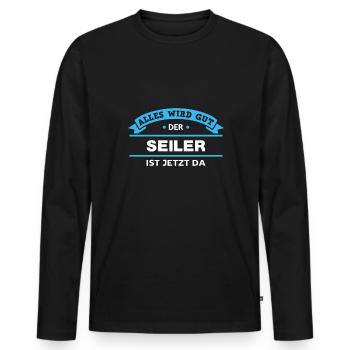 Seiler Design für stolze Handwerker - Männer Premium Bio Langarmshirt - Schwarz - Vorne - Nico (187cm)