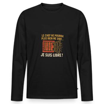 Retraite « Le chef ne pourra plus rien me dire... - T-shirt manches longues Premium bio Homme - noir - Devant - Nico (187cm)