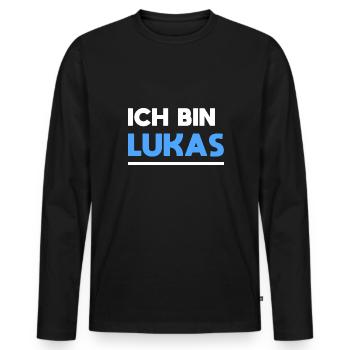 Lukas Name Spruch für stolze Lukas - Männer Premium Bio Langarmshirt - Schwarz - Vorne - Nico (187cm)