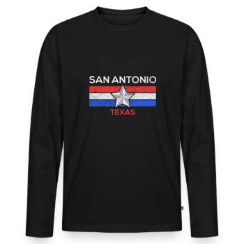 San Antonio flag design for proud - Men's Premium Organic Long Sleeve Shirt - black - Front - Nico (187cm)