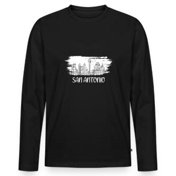 Conception de croquis de la ligne d’horizon de San Antonio pour Proud San - T-shirt manches longues Premium bio Homme - noir - Devant - Nico (187cm)