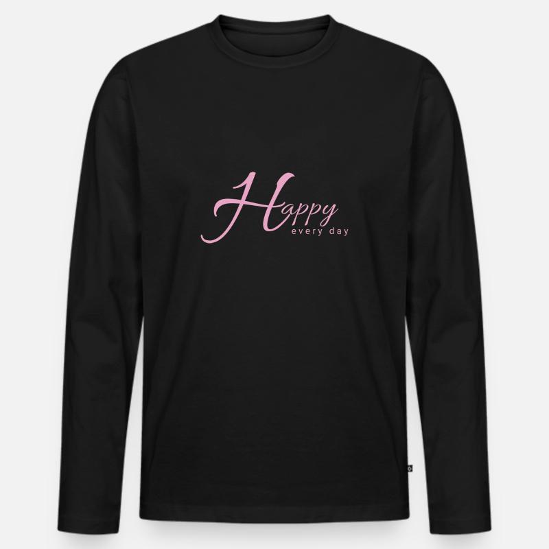 Glücklich - Männer Premium Bio Langarmshirt - Schwarz