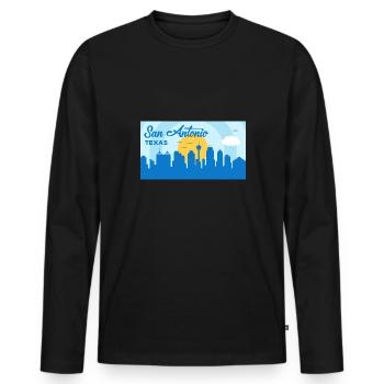 San Antonio Texas Skyline Design pour Proud San - T-shirt manches longues Premium bio Homme - noir - Devant - Nico (187cm)