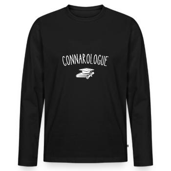 connarologue - T-shirt manches longues Premium bio Homme - noir - Devant - Nico (187cm)