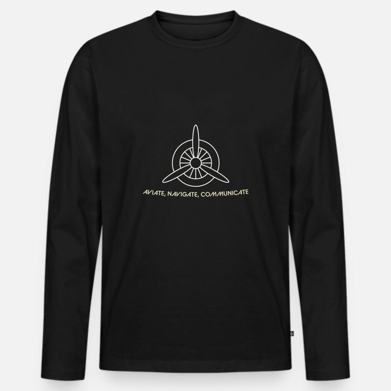Pilot - Männer Premium Bio Langarmshirt - Schwarz