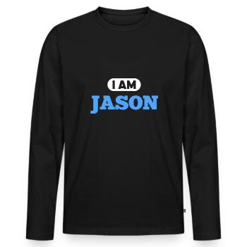 Jason Name Spruch für stolze Jasons - Männer Premium Bio Langarmshirt - Schwarz - Vorne - Nico (187cm)