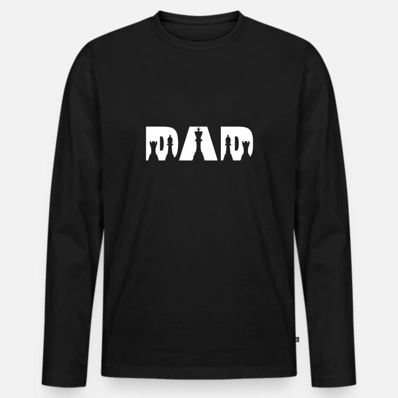 Schach Papa - Männer Premium Bio Langarmshirt - Schwarz