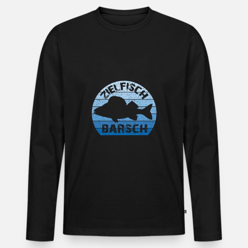 Target fish perch | Perca | Barchangler - Men's Premium Organic Long Sleeve Shirt - black