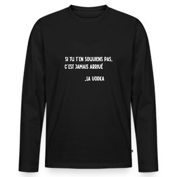 si tu t'en souviens pas - T-shirt manches longues Premium bio Homme - noir - Devant - Nico (187cm)
