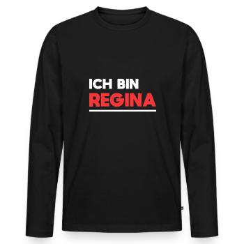 Regina Name Spruch für stolze Reginas - Männer Premium Bio Langarmshirt - Schwarz - Vorne - Nico (187cm)