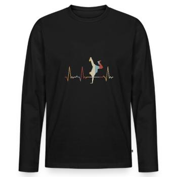 Heartbeat Breakdance - T-shirt manches longues Premium bio Homme - noir - Devant - Nico (187cm)