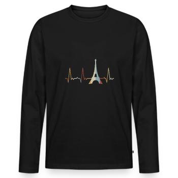 Heartbeat Eiffel Tower - Men's Premium Organic Long Sleeve Shirt - black - Front - Nico (187cm)