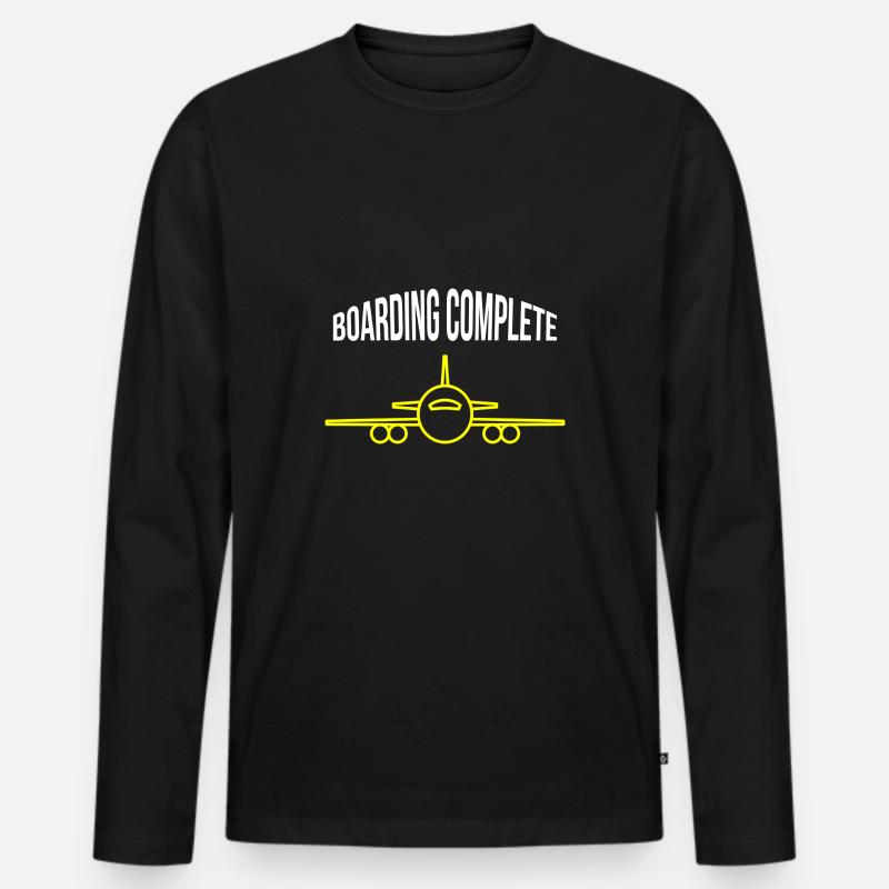 Flugzeug - boarding complete - Männer Premium Bio Langarmshirt - Schwarz