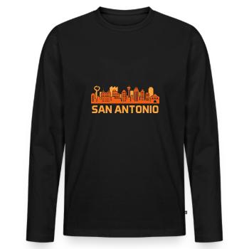 Design de la ligne d’horizon de San Antonio pour la fière San - T-shirt manches longues Premium bio Homme - noir - Devant - Nico (187cm)
