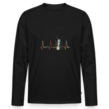 Heartbeat ant - Men's Premium Organic Long Sleeve Shirt - black - Front - Nico (187cm)