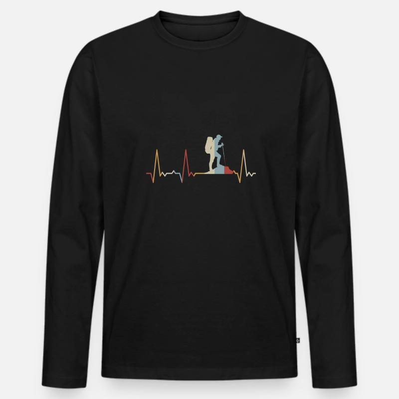 Herzschlag Wandern - Männer Premium Bio Langarmshirt - Schwarz