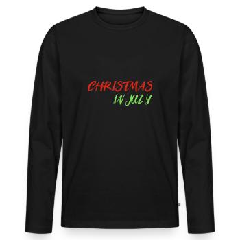 Noël en juillet - T-shirt manches longues Premium bio Homme - noir - Devant - Nico (187cm)