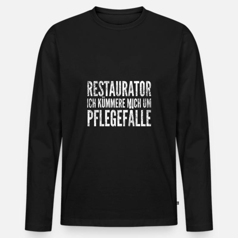 Restaurator ich kümmere mich um Pflegefälle - Männer Premium Bio Langarmshirt - Schwarz