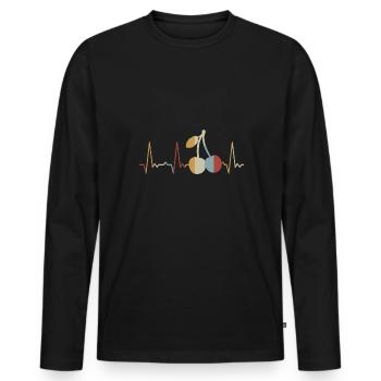 Heartbeat cherries - Men's Premium Organic Long Sleeve Shirt - black - Front - Nico (187cm)