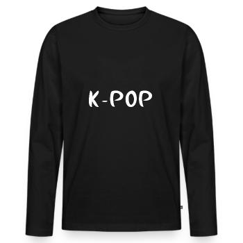 K-POP - T-shirt manches longues Premium bio Homme - noir - Devant - Nico (187cm)