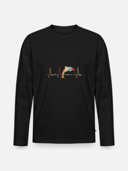 Herzschlag Delfin - Männer Premium Bio Langarmshirt - Schwarz