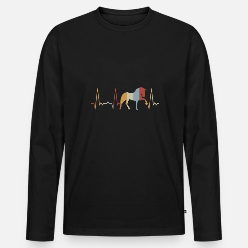 Herzschlag Pferd - Männer Premium Bio Langarmshirt - Schwarz