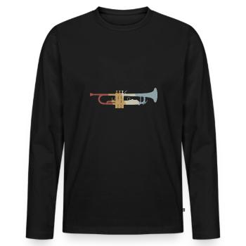 Trompette Retro Style Vintage - T-shirt manches longues Premium bio Homme - noir - Devant - Nico (187cm)