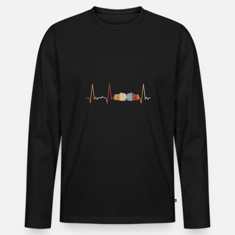 Herzschlag Boxen - Männer Premium Bio Langarmshirt - Schwarz