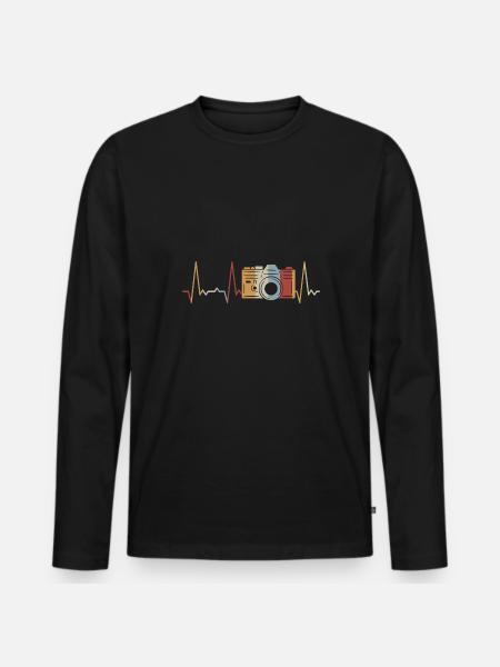Heartbeat Camera - Men's Premium Organic Long Sleeve Shirt - black