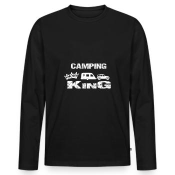 Camping - Männer Premium Bio Langarmshirt - Schwarz - Vorne - Nico (187cm)