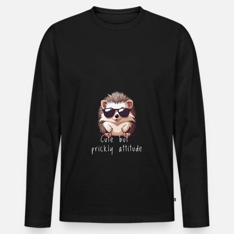 Süßer Igel niedlicher Igel Geschenk - Männer Premium Bio Langarmshirt - Schwarz