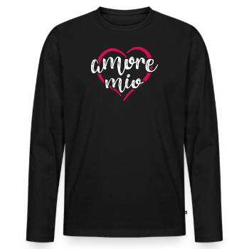 Amore mio coeur mon amour - T-shirt manches longues Premium bio Homme - noir - Devant - Nico (187cm)