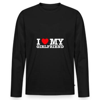 I Love My Girlfriend - Männer Premium Bio Langarmshirt - Schwarz - Vorne - Nico (187cm)