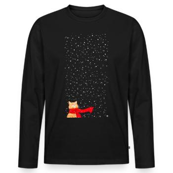Schneekatze getigert (lang) - Männer Premium Bio Langarmshirt - Schwarz - Vorne - Nico (187cm)