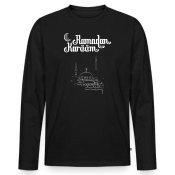 Ramadan Moubarak Mosquée Blanche - T-shirt manches longues Premium bio Homme - noir - Devant - Nico (187cm)