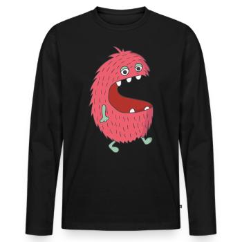 Monstre affamé - T-shirt manches longues Premium bio Homme - noir - Devant - Nico (187cm)