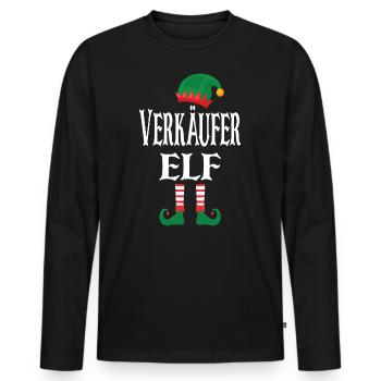 Weihnachts Verkäufer Elf - Männer Premium Bio Langarmshirt - Schwarz - Vorne - Nico (187cm)
