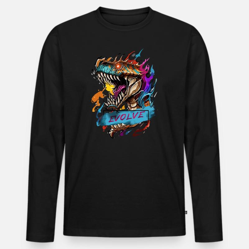 Roaring Evolution - Men's Premium Organic Long Sleeve Shirt - black