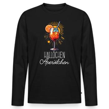 Hello Aperölchen Cocktail Summer Party Shirt - Men's Premium Organic Long Sleeve Shirt - black - Front - Nico (187cm)