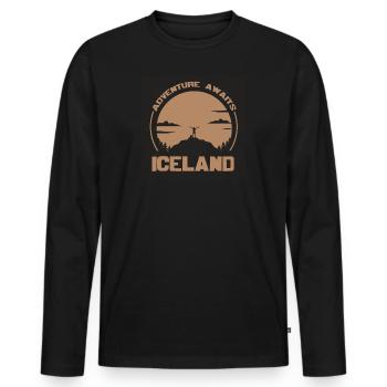 Islande - T-shirt manches longues Premium bio Homme - noir - Devant - Nico (187cm)