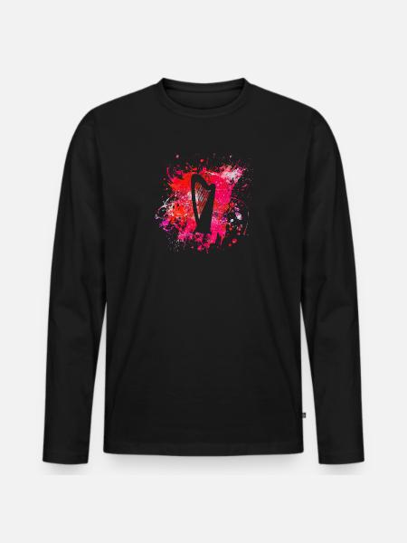 Harfe - Männer Premium Bio Langarmshirt - Schwarz