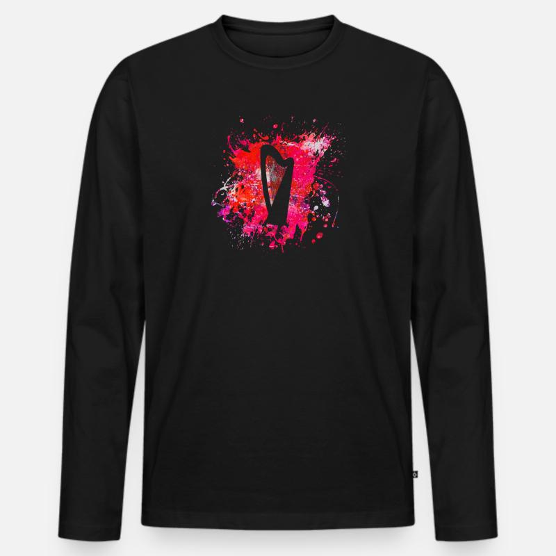 Harfe - Männer Premium Bio Langarmshirt - Schwarz
