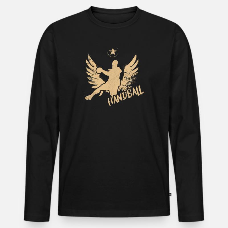 handball wurf sprung geschenk - Männer Premium Bio Langarmshirt - Schwarz