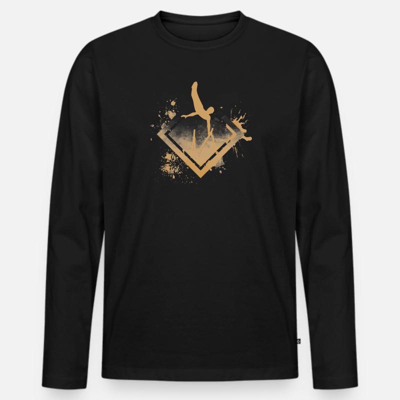 turnen - Männer Premium Bio Langarmshirt - Schwarz
