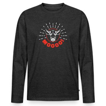 Cow Moo - Men's Premium Organic Long Sleeve Shirt - heather anthracite - Front - Nico (187cm)