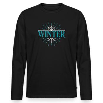 Winter - Männer Premium Bio Langarmshirt - Schwarz - Vorne - Nico (187cm)