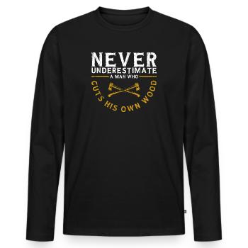 Holzfäller Woods Cutter - Männer Premium Bio Langarmshirt - Schwarz - Vorne - Nico (187cm)