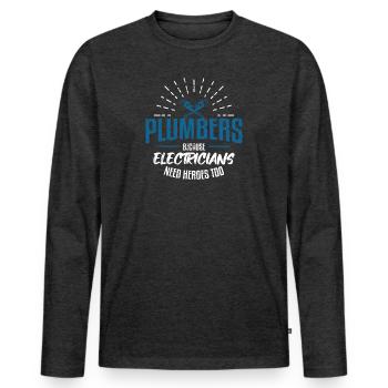 plombier - T-shirt manches longues Premium bio Homme - anthracite chiné - Devant - Nico (187cm)