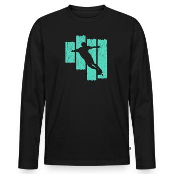 Longboard - Männer Premium Bio Langarmshirt - Schwarz - Vorne - Nico (187cm)